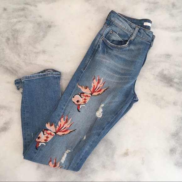 Zara | Jeans | Zara Pink Beaded Koi 